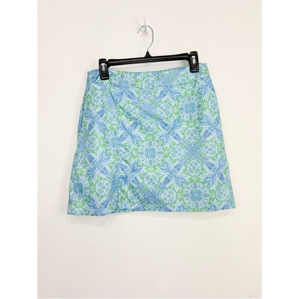 Court Haley Blue Green Medallion Floral Print Athleisure Sporty Mini Skort
